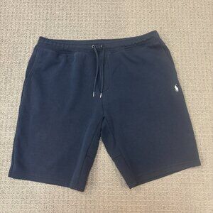 Polo Ralph Lauren Shorts XL Navy Knit Fleece Drawstring Elastic Waist Casual